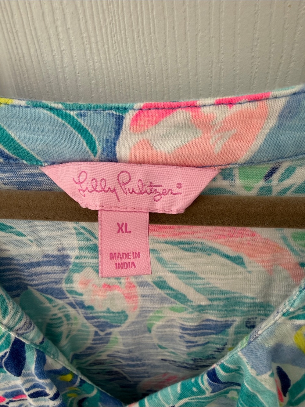 Lilly Pulitzer Blue Floral Ruffle Shay Dress with Pink & Green Accents - Picture 2 of 3